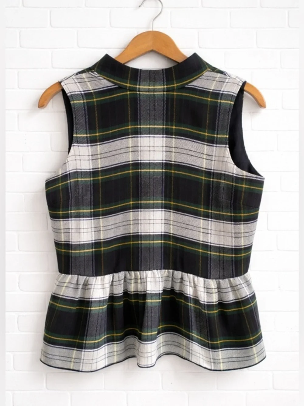J.Crew Gilded Highland Tartan Peplum Top Plaid Sleeveless NWT Size Small